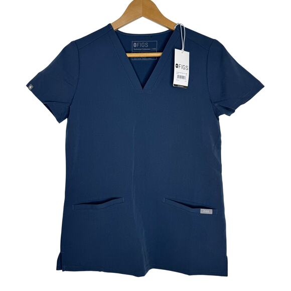 NWT FIGS XXS Casma 3 Pocket Scrub Top in Dark Harbor (Blue/Gray) - Picture 2 of 4